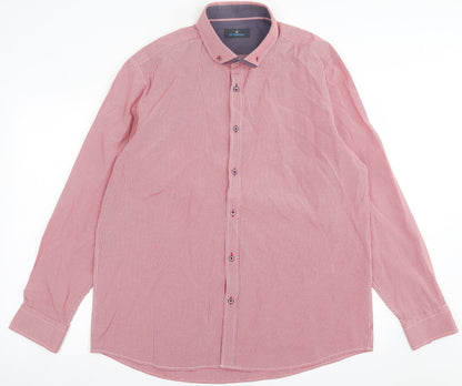 Mens UK Size 2XL Ottomoda Red  Button-Up Long Sleeve Casual Shirt
