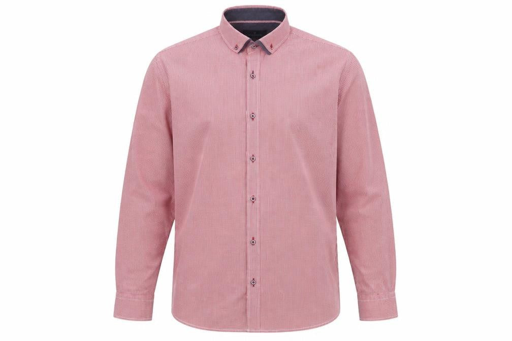 Mens UK Size 2XL Ottomoda Red  Button-Up Long Sleeve Casual Shirt