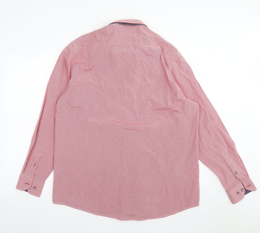 Mens UK Size 2XL Ottomoda Red  Button-Up Long Sleeve Casual Shirt