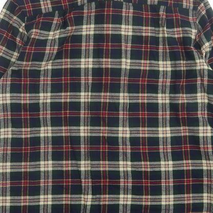 Primark Mens Green Plaid Cotton  Button-Up Size L Collared Button