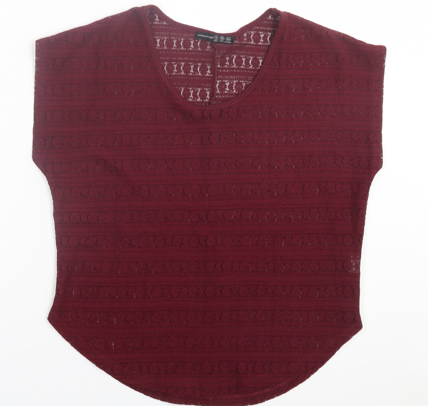 Atmosphere Womens Purple Floral Polyester Basic T-Shirt Size 8 Crew Neck