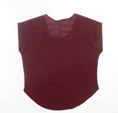 Atmosphere Womens Purple Floral Polyester Basic T-Shirt Size 8 Crew Neck