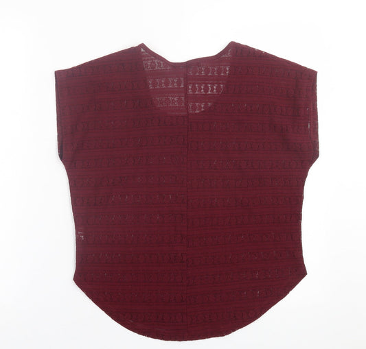 Atmosphere Womens Purple Floral Polyester Basic T-Shirt Size 8 Crew Neck