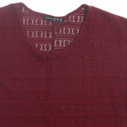 Atmosphere Womens Purple Floral Polyester Basic T-Shirt Size 8 Crew Neck