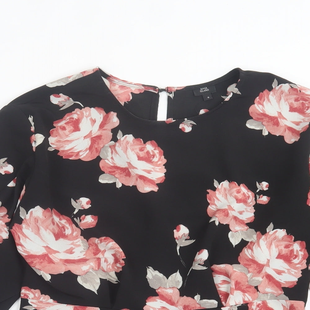 Womens UK Size 8 River Island Black Basic Blouse