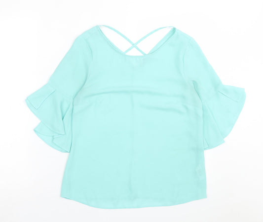 George Womens Green  Polyester Basic T-Shirt Size 8 Scoop Neck