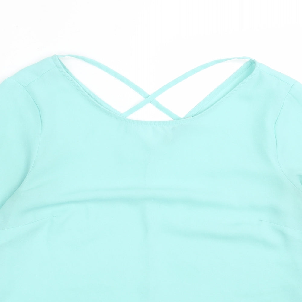 George Womens Green  Polyester Basic T-Shirt Size 8 Scoop Neck