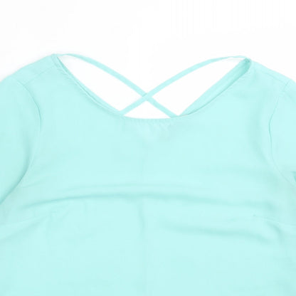 George Womens Green  Polyester Basic T-Shirt Size 8 Scoop Neck