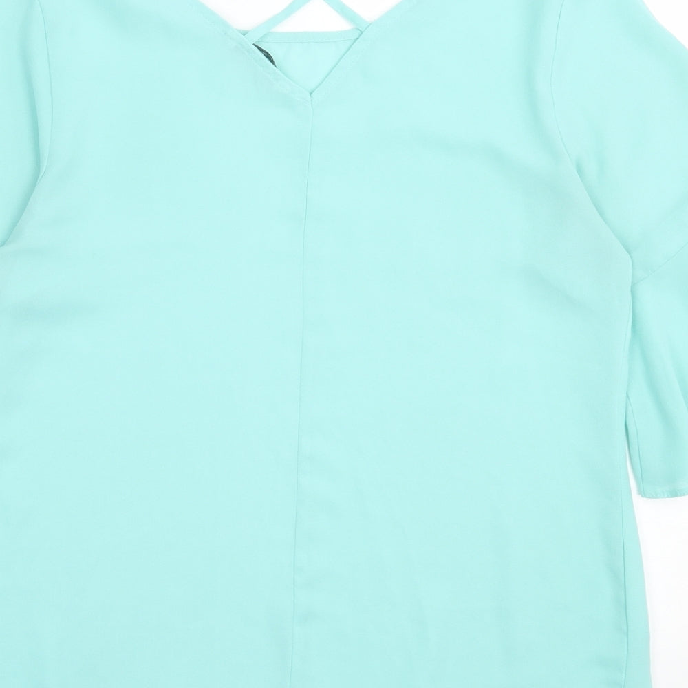 George Womens Green  Polyester Basic T-Shirt Size 8 Scoop Neck