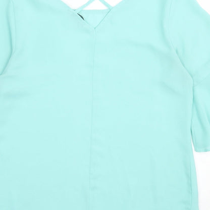 George Womens Green  Polyester Basic T-Shirt Size 8 Scoop Neck