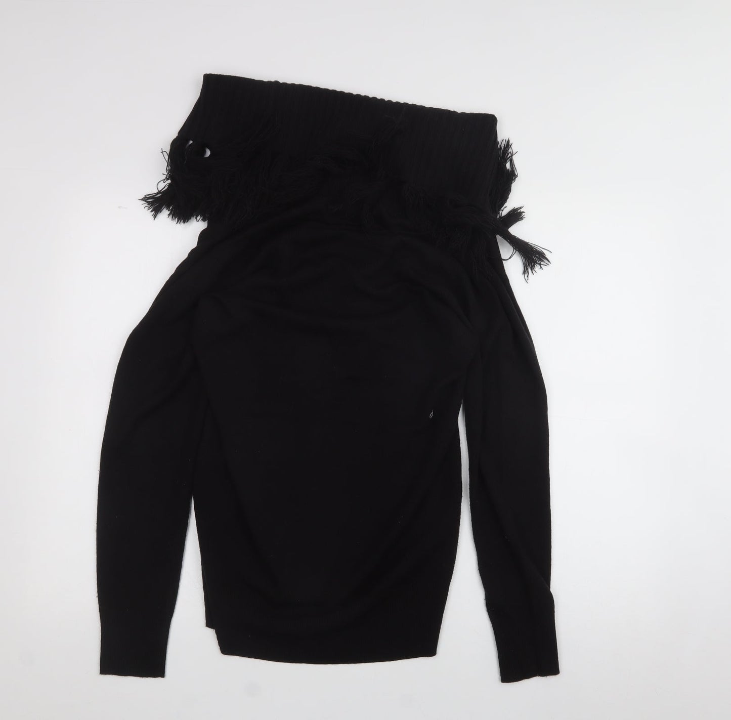 F&F Womens Black  Acrylic Basic T-Shirt Size 10 High Neck