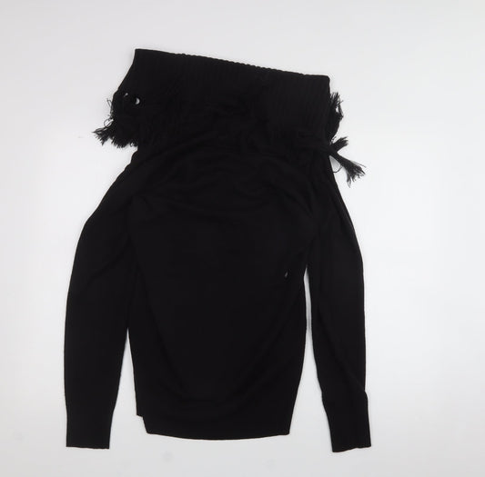 F&F Womens Black  Acrylic Basic T-Shirt Size 10 High Neck