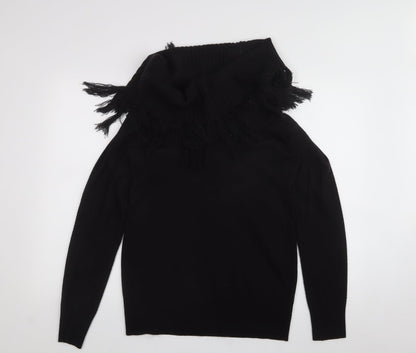 F&F Womens Black  Acrylic Basic T-Shirt Size 10 High Neck