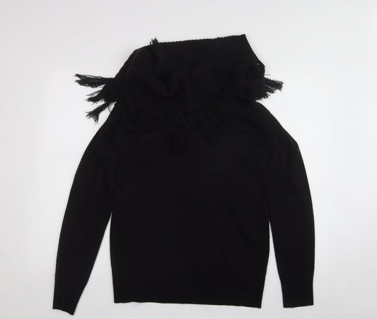 F&F Womens Black  Acrylic Basic T-Shirt Size 10 High Neck