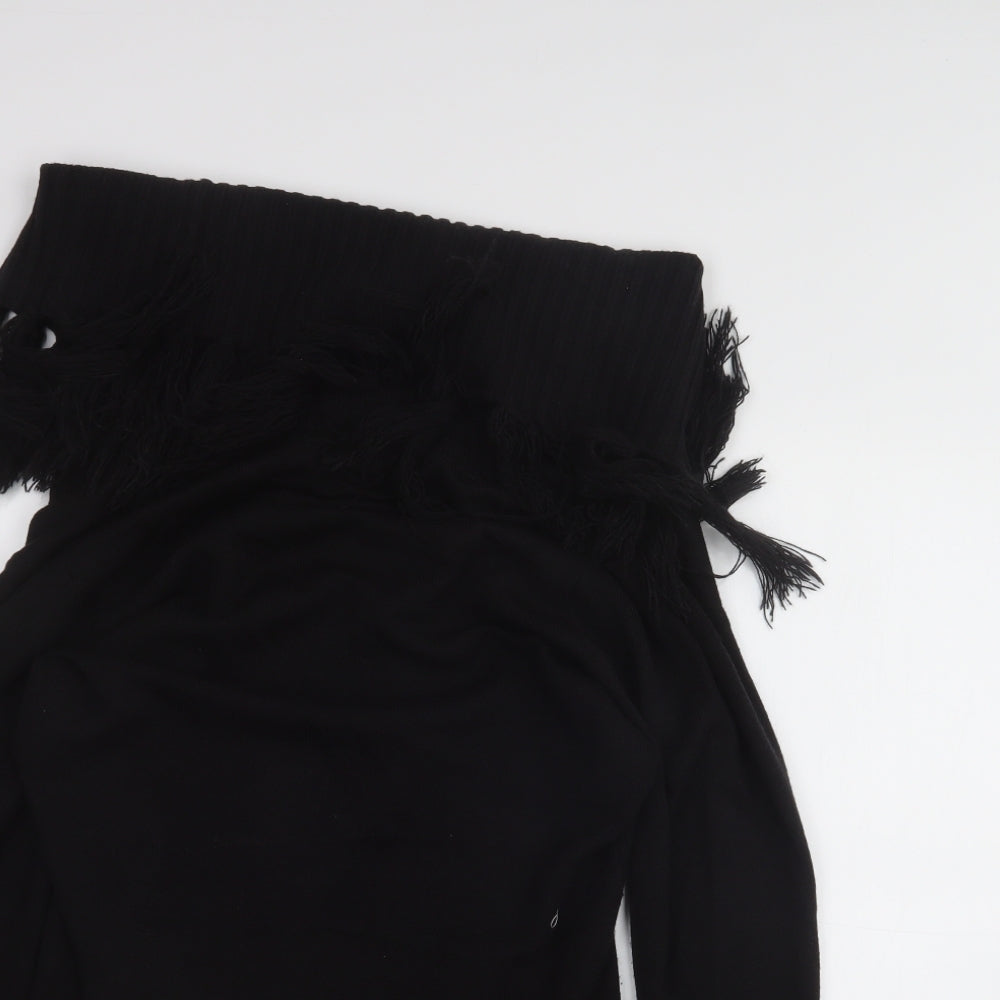 F&F Womens Black  Acrylic Basic T-Shirt Size 10 High Neck