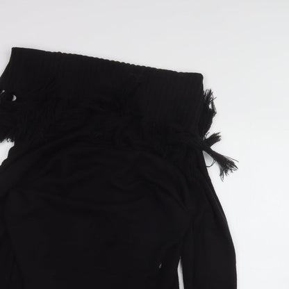 F&F Womens Black  Acrylic Basic T-Shirt Size 10 High Neck