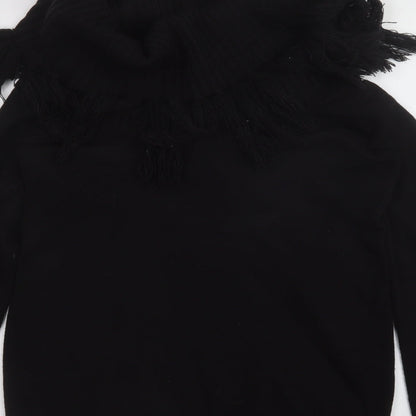 F&F Womens Black  Acrylic Basic T-Shirt Size 10 High Neck