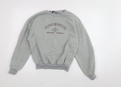 SheIn Womens Grey  Polyester Henley Sweatshirt Size S