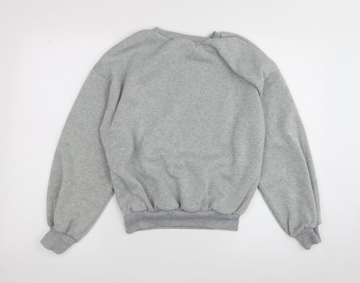 SheIn Womens Grey  Polyester Henley Sweatshirt Size S