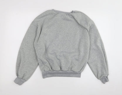 SheIn Womens Grey  Polyester Henley Sweatshirt Size S