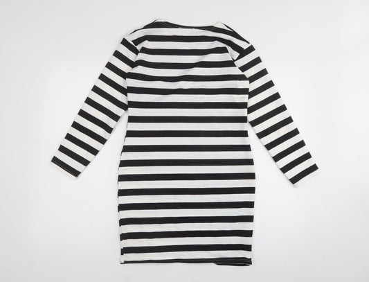 Exhibit  Womens White  Polyester A-Line  Size 10  Crew Neck