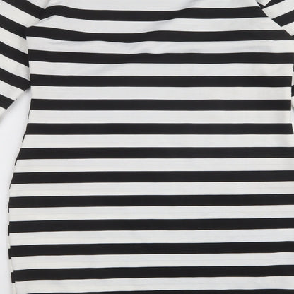 Exhibit  Womens White  Polyester A-Line  Size 10  Crew Neck