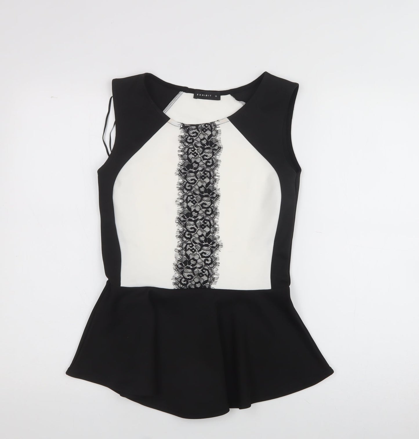 Womens UK Size 10 Exhibit Black Basic T-Shirt