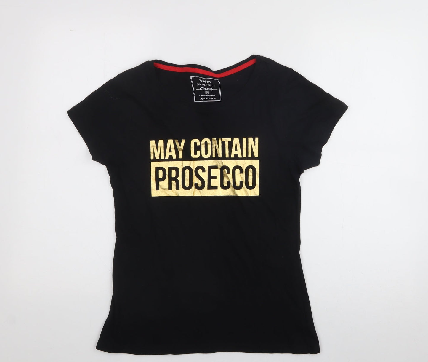 Womens UK Size 10 Pep & co Black Basic T-Shirt