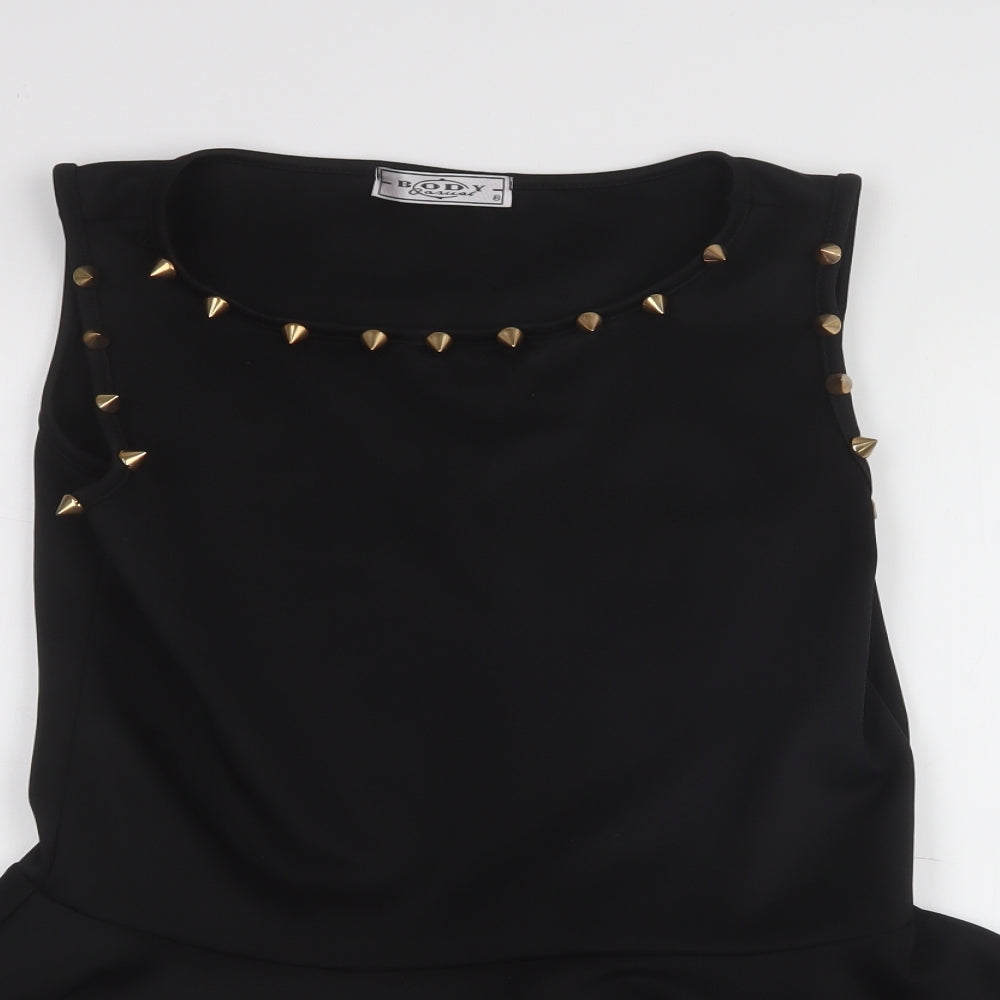 body casual  Womens Black  Polyester Skater Dress  Size S  Crew Neck