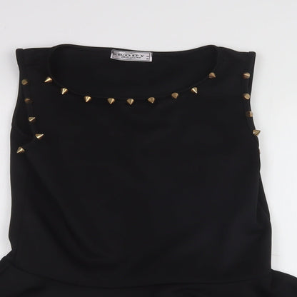 body casual  Womens Black  Polyester Skater Dress  Size S  Crew Neck