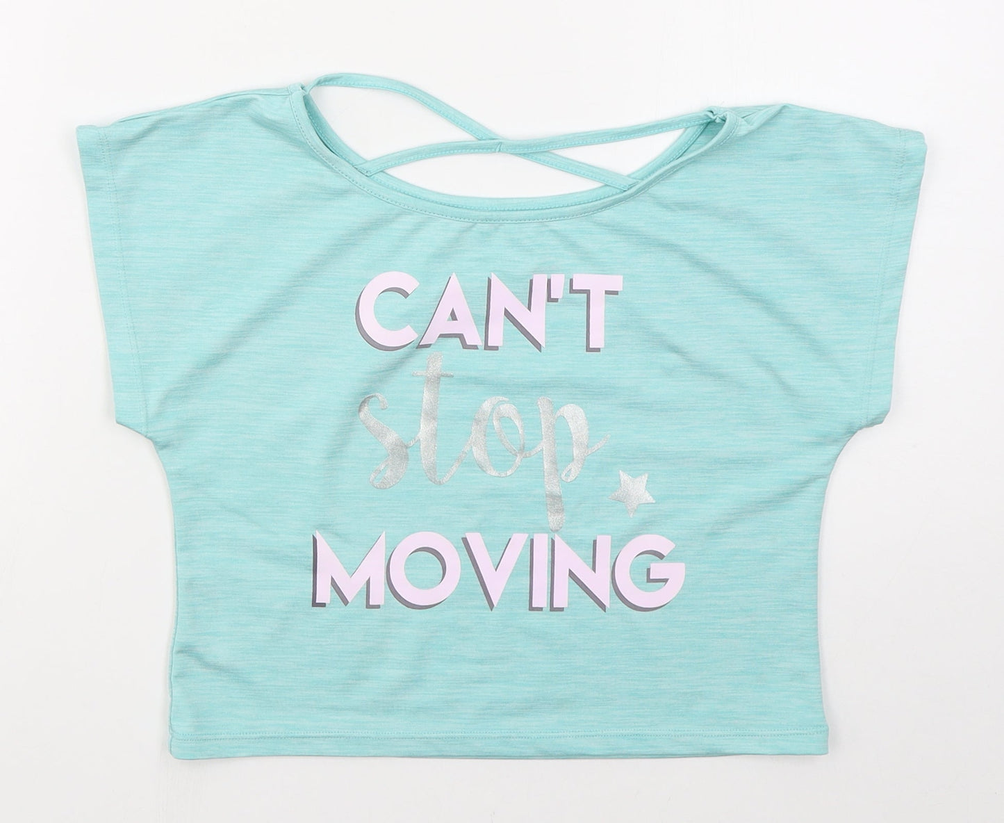Womens UK Size S Preworn Blue Cropped T-Shirt