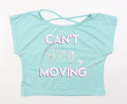 Womens UK Size S Preworn Blue Cropped T-Shirt