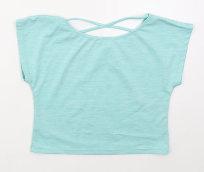 Womens UK Size S Preworn Blue Cropped T-Shirt