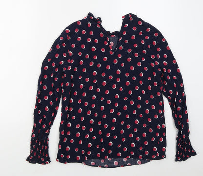 TU Womens Blue Geometric Viscose Basic Blouse Size 10 Round Neck