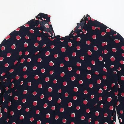 TU Womens Blue Geometric Viscose Basic Blouse Size 10 Round Neck