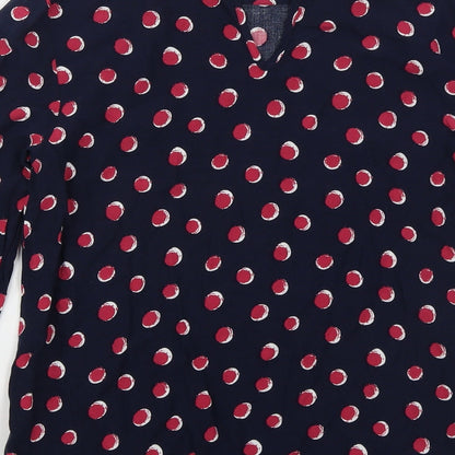 TU Womens Blue Geometric Viscose Basic Blouse Size 10 Round Neck