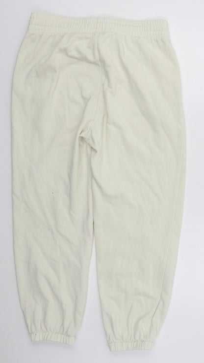 Womens UK Size L Zara Regular Fit Sweatpants Ivory Trousers