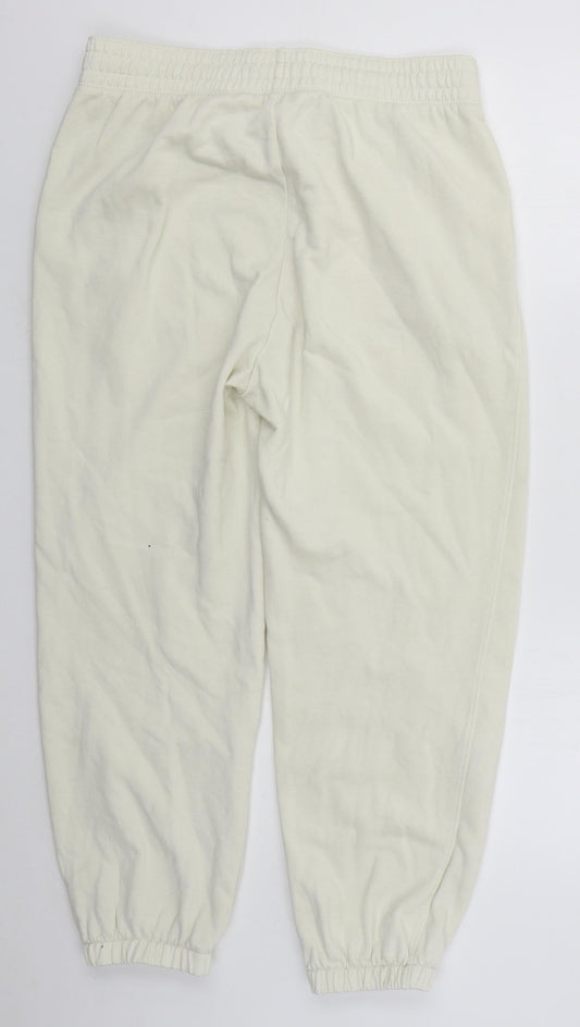 Womens UK Size L Zara Regular Fit Sweatpants Ivory Trousers