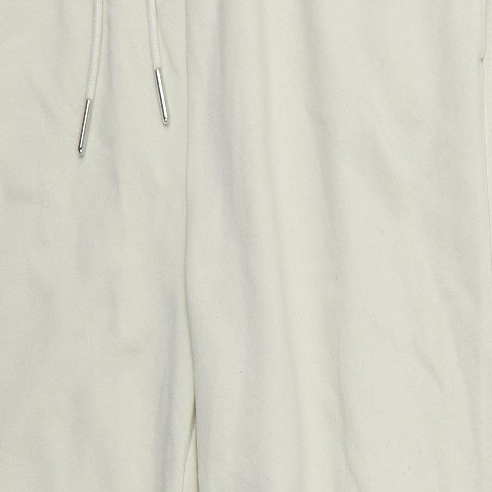 Womens UK Size L Zara Regular Fit Sweatpants Ivory Trousers