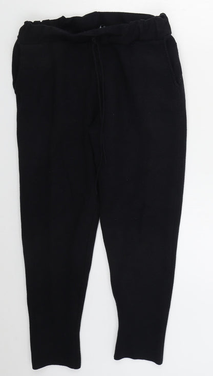 Womens UK Size M Zara Regular Fit Sweatpants Black Trousers