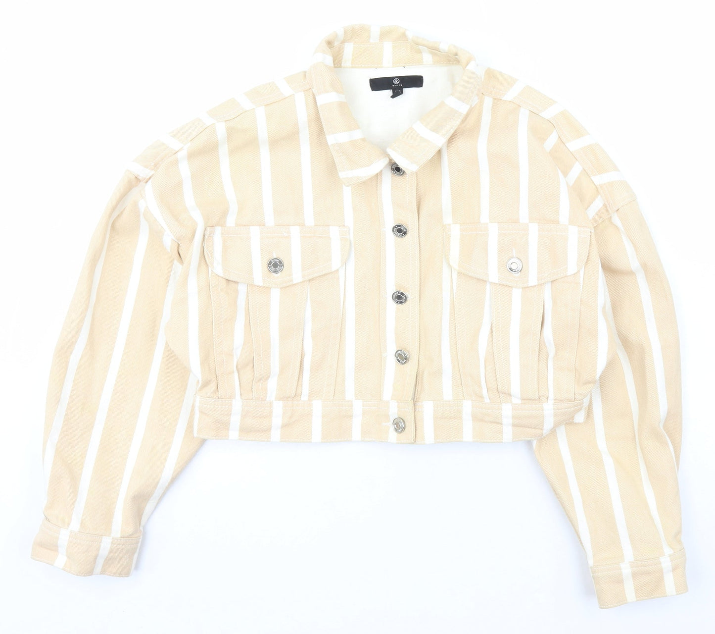 Missguided Womens Beige Striped  Jacket Coat Size 8  Button