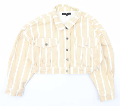 Missguided Womens Beige Striped  Jacket Coat Size 8  Button