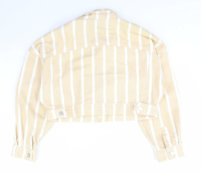 Missguided Womens Beige Striped  Jacket Coat Size 8  Button