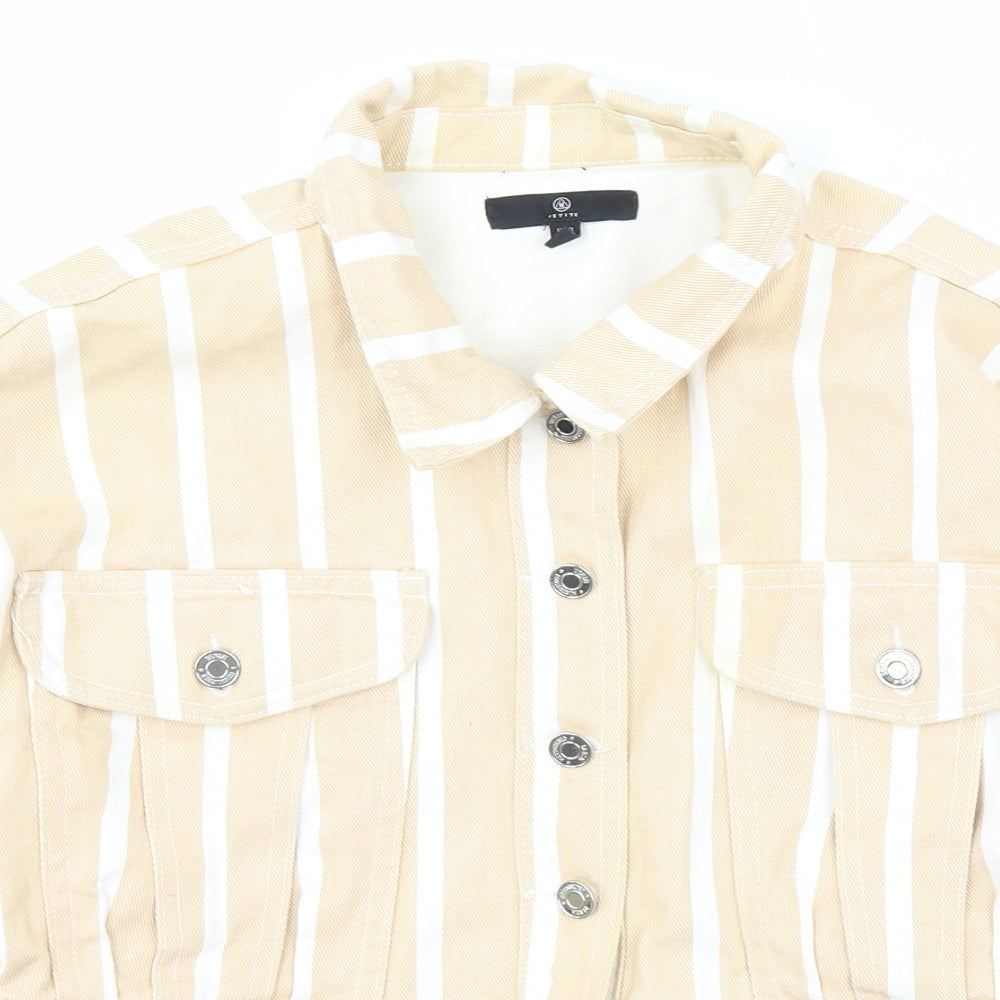 Missguided Womens Beige Striped  Jacket Coat Size 8  Button