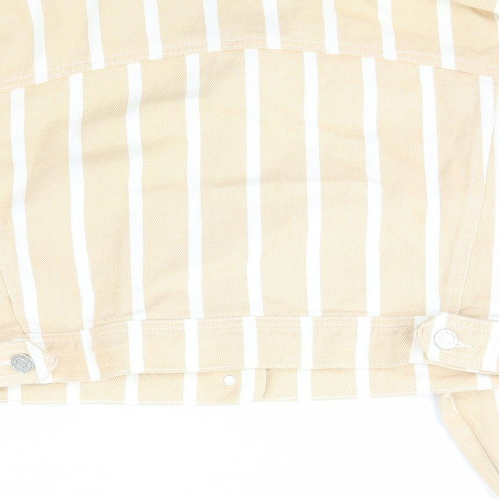 Missguided Womens Beige Striped  Jacket Coat Size 8  Button