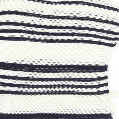 F&F Womens Blue V-Neck Striped Acrylic Pullover Jumper Size 12