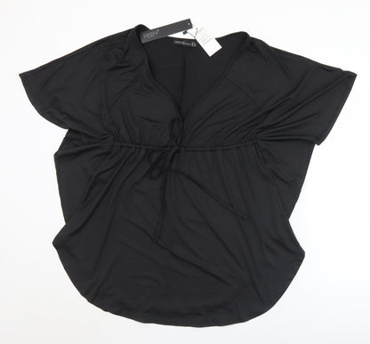 Womens UK Size 10 Zanzea Black Basic Blouse