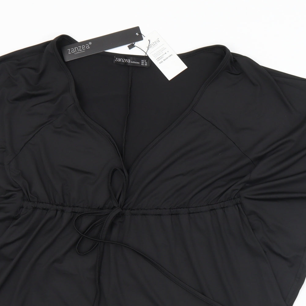 Womens UK Size 10 Zanzea Black Basic Blouse