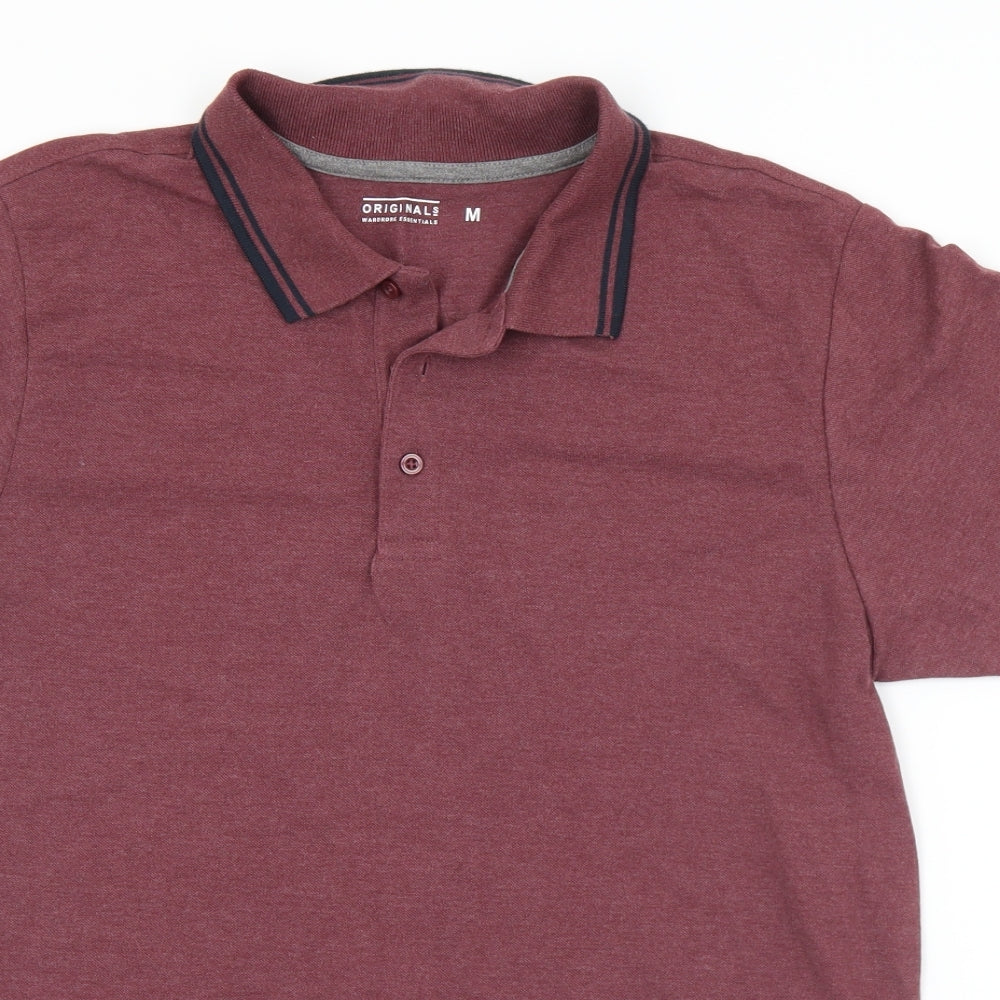 Orginals Mens Purple  Cotton  Polo Size M Collared Button