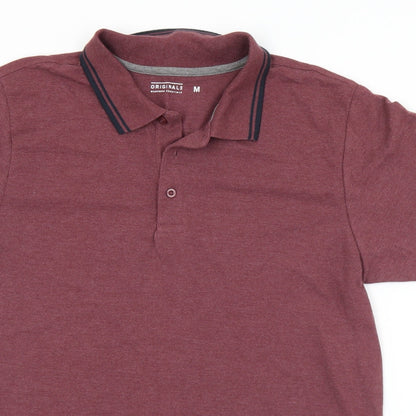 Orginals Mens Purple  Cotton  Polo Size M Collared Button